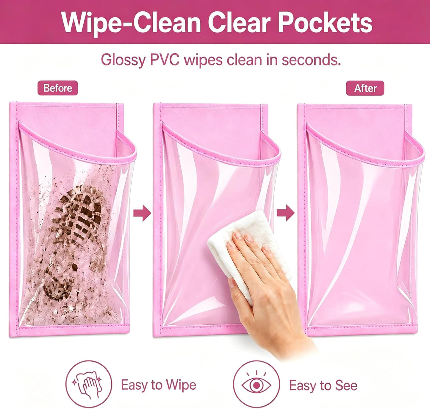 40 Pockets Over the Door Shoe Organizer – Waterproof Hanging Shoe Holder for Closet & Bathroom – Space-Saving Clear PVC Door Shoe Rack for Shoes, Toys, Toiletries & Snacks (White)