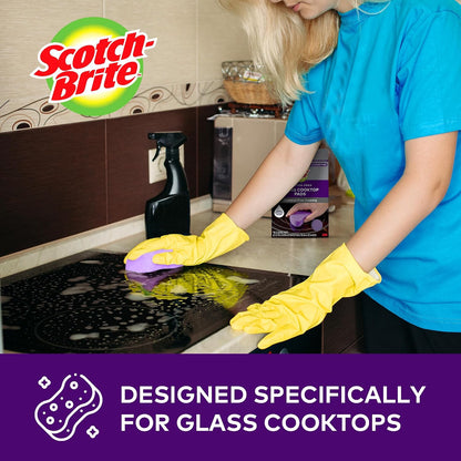 Scotch-Brite Scratch-Free Glass Cooktop Pads, Chemical Free Cleaning for Glass Stovetops, Tackle Burnt-On Messes, 2 Cleaning Pads