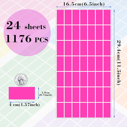 YSHIHE Colored Label Stickers,1.57" x 0.75" Color Coding Sticker 1176 PCS | 12 Assorted Colors Rectangular Labels for Inventory Organize, File Classification,planner,file folders