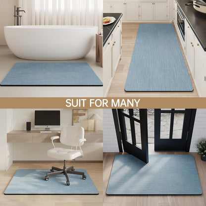 Mecko Bath Mat Rug, Rubber Non-Slip Quick Dry Absorbent Thin Bathroom Rugs Fit Under Door Bathroom Floor Mats-Shower Rug for in Front of Bathtub, Sink, Shower Room(Light Grey,16"x24")