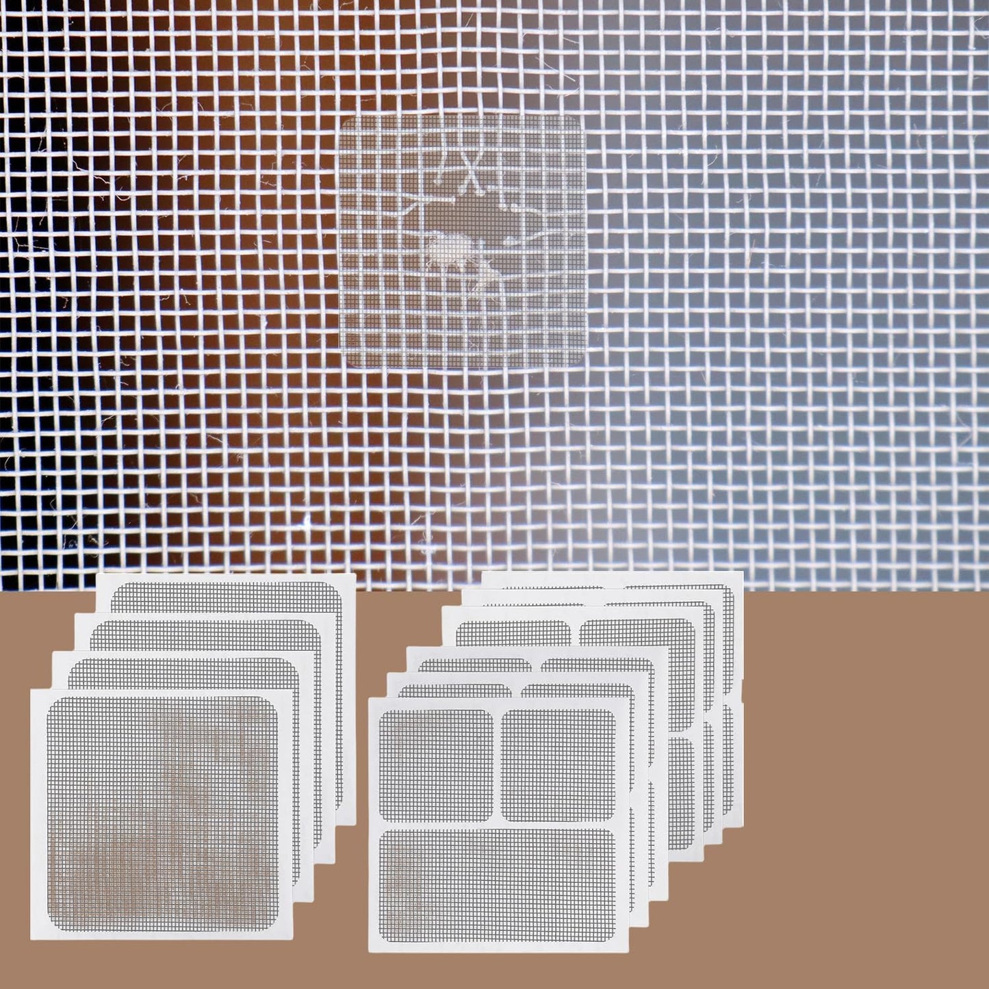 10 Pcs Self-Adhesive Window Screen Repair Kit - Fiberglass Mesh, 3 Sizes for Quick Fix