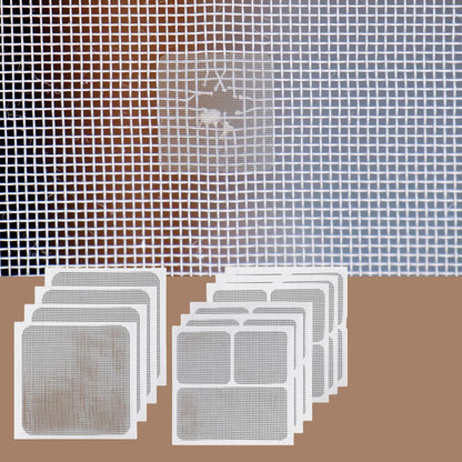 10 Pcs Self-Adhesive Window Screen Repair Kit - Fiberglass Mesh, 3 Sizes for Quick Fix