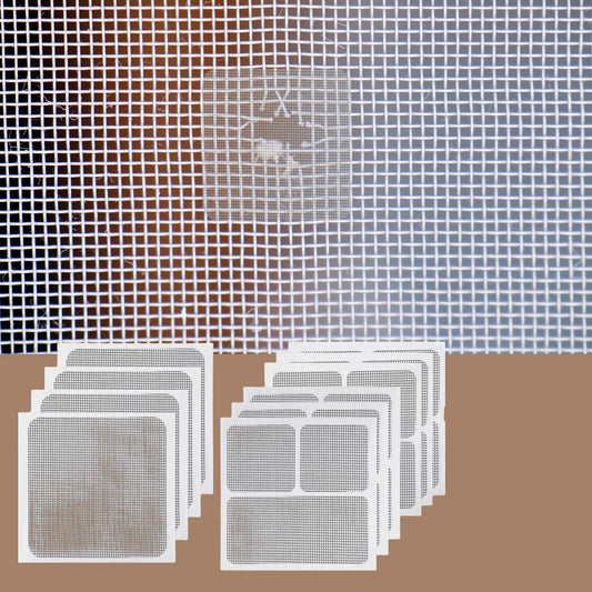 10 Pcs Self-Adhesive Window Screen Repair Kit - Fiberglass Mesh, 3 Sizes for Quick Fix