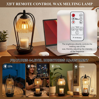 Candle Warmer Lamp with Timer and Wireless Remote Control, Dimmable Candle Warmer for Jar Candles, Height Adjustable Wax Melts Warmer, Mothers Day Birthday Gift for Women, House Warming New Home Decor