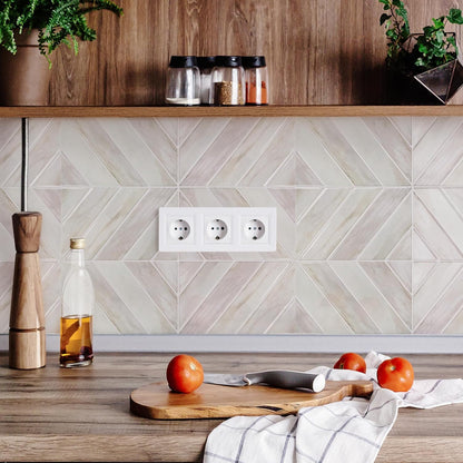 STICKGOO 10 Sheets Thicker Herringbone Peel and Stick Backsplash, 12.6”×9.7” Stick on Wall Tiles, Self Adhesive Tile Sticker for Kitchen Backsplash and Bathroom, White with Grey Grout