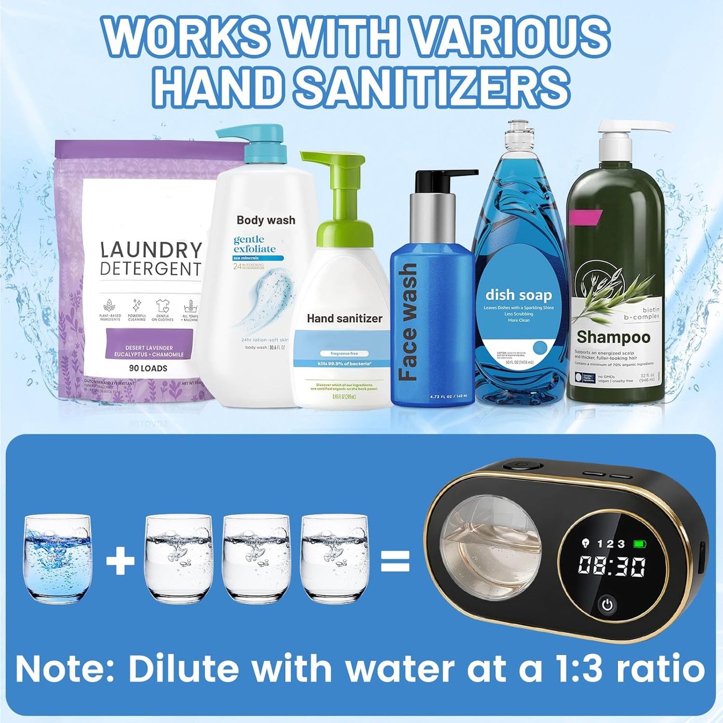 Automatic Soap Dispenser, 320ML Touchless Smart Hand Soap Dispenser, 3 Adjustable Soap Levels, Rechargeable Wall Mounted Electric Foam Soap Dispenser for Bathroom Kitchen Office (White - T1)