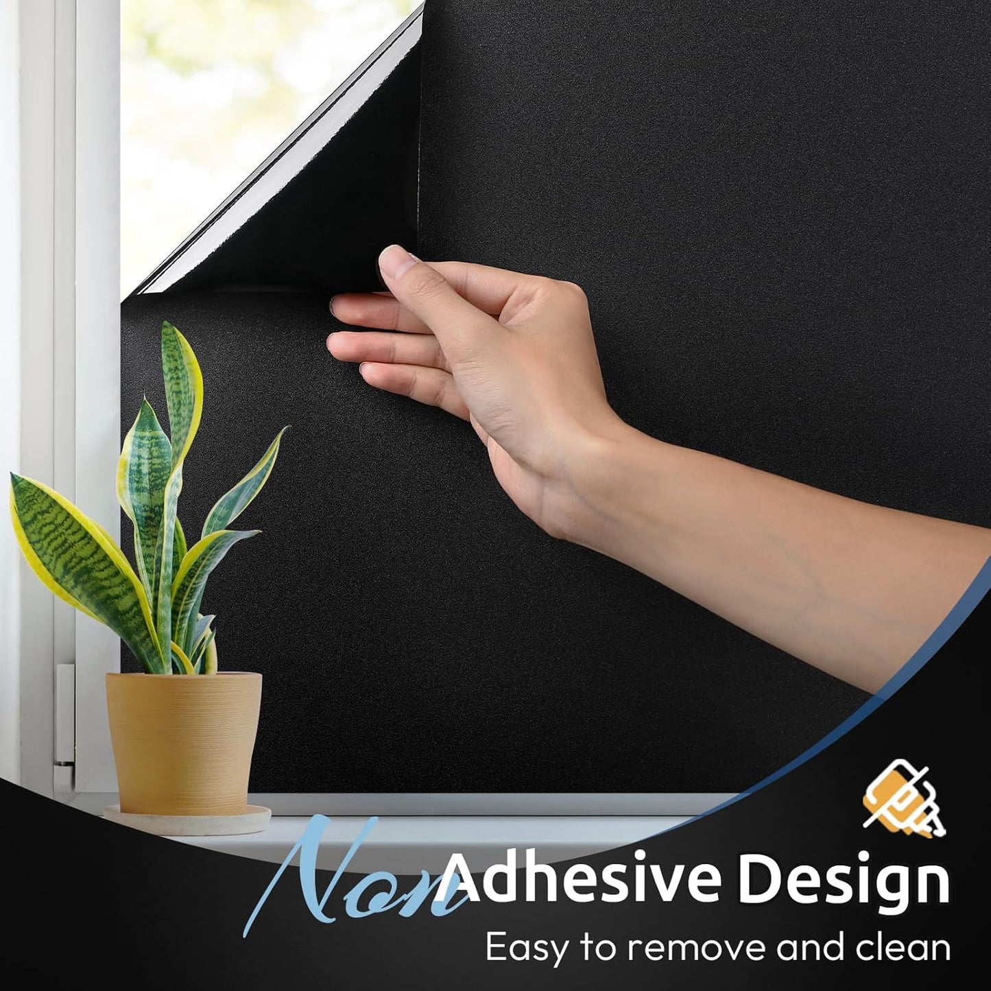 rabbitgoo Window Privacy Film, Frosted Glass Window Clings, Static Cling UV Heat Blocking Door Stickers for Home Bathroom, Removable Indoor Decal Coverings Day and Night, Pure, 17.5 x 78.7 Inches
