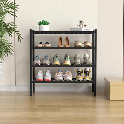 ROMGUAR CRAFT 3 Tier Bamboo Shoe Rack for Closet Free Standing Wood Shoe Shelf Storage Organizer for Entryway Small Space Stackable 27"x11"x20" (Natural)