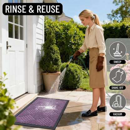 OLANLY Front Door Mat Outside Entrance 29.5x17, Absorbent, Heavy Duty Sturdy Natural Rubber Doormat Indoor Outdoor, Stain and Fade Resistant, Non-Slip Low Profile Floor Mat for Entryway, Grey Diamond