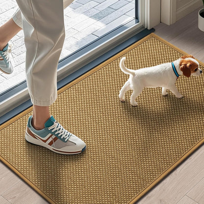 LEKEEPGO Door Mat 17"x29", Non Slip Door Mat Indoor Entrance, Rubber Backing Indoor Door mats Washable Absorbent Low-Profile Doormat Front Entryway Entry Resist Dirt Inside Door Mats, Khaki