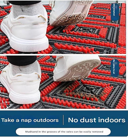 Shoe Brush Scraper, Entrance Floor Mats, Door Scrubber Mat Outdoor Heavy Duty Boot Scraper with Brush for Home Porch Garden(80x70cm/31.5x27.6)