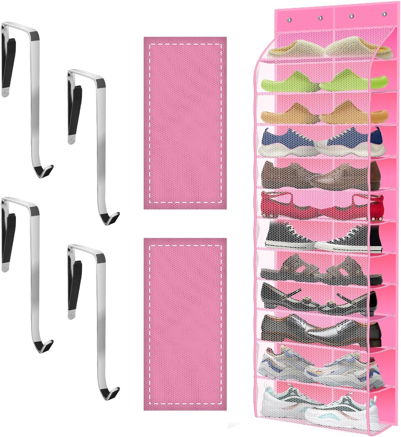 Kotkn Over The Door Shoe Organizer with 12 Large Breathable Pockets - Durable Hanging Storage for the Entire Family's Shoes (White)