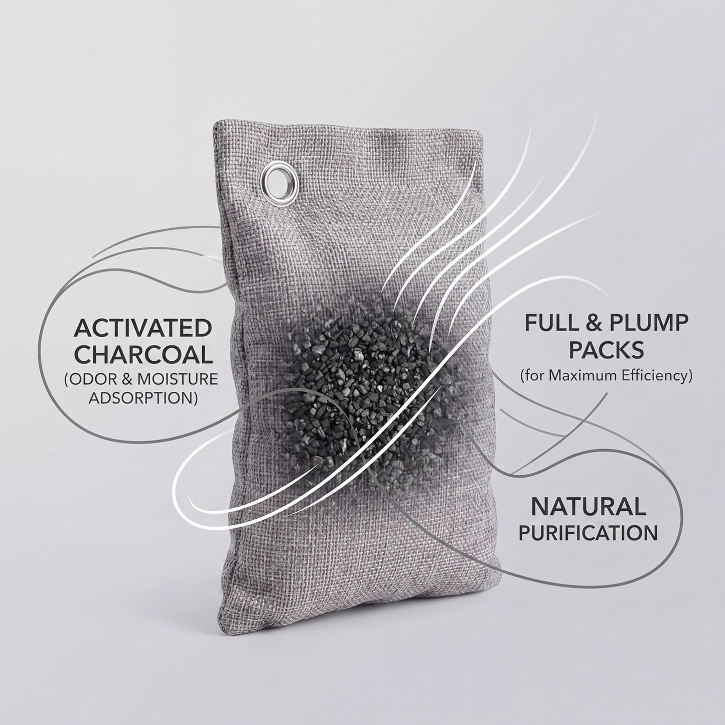 Nuanchu 24 Pcs Activated Charcoal Odor Absorber 50g/100g/200g, Air Purifying Bamboo Charcoal Bags, Natural Shoe Odor Absorber, Deodorizer Absorbers for Fresh Car Home Closet Pet Basement Smell(Grey)