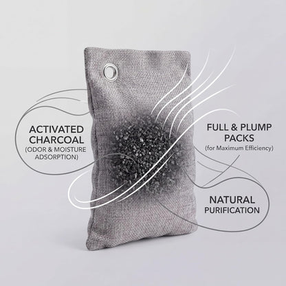Nuanchu 24 Pcs Activated Charcoal Odor Absorber 50g/100g/200g, Air Purifying Bamboo Charcoal Bags, Natural Shoe Odor Absorber, Deodorizer Absorbers for Fresh Car Home Closet Pet Basement Smell(Grey)