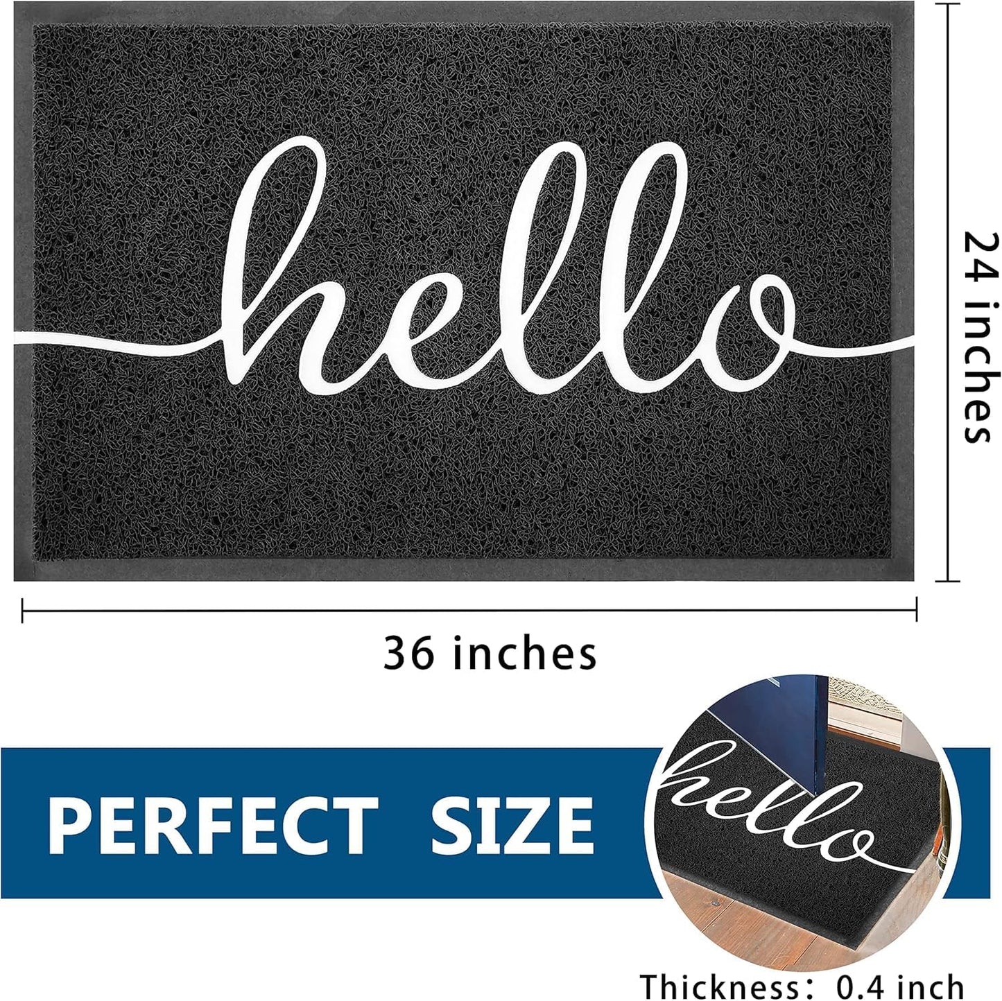 EARTHALL Door Mat Outside Inside Home Doormat, 30"x17.5", Durable Floor Mat Non Slip Mat Ultra Absorb Mud Easy Clean Front Doormat for Garage, Entryway, Patio, High Traffic Areas, Black