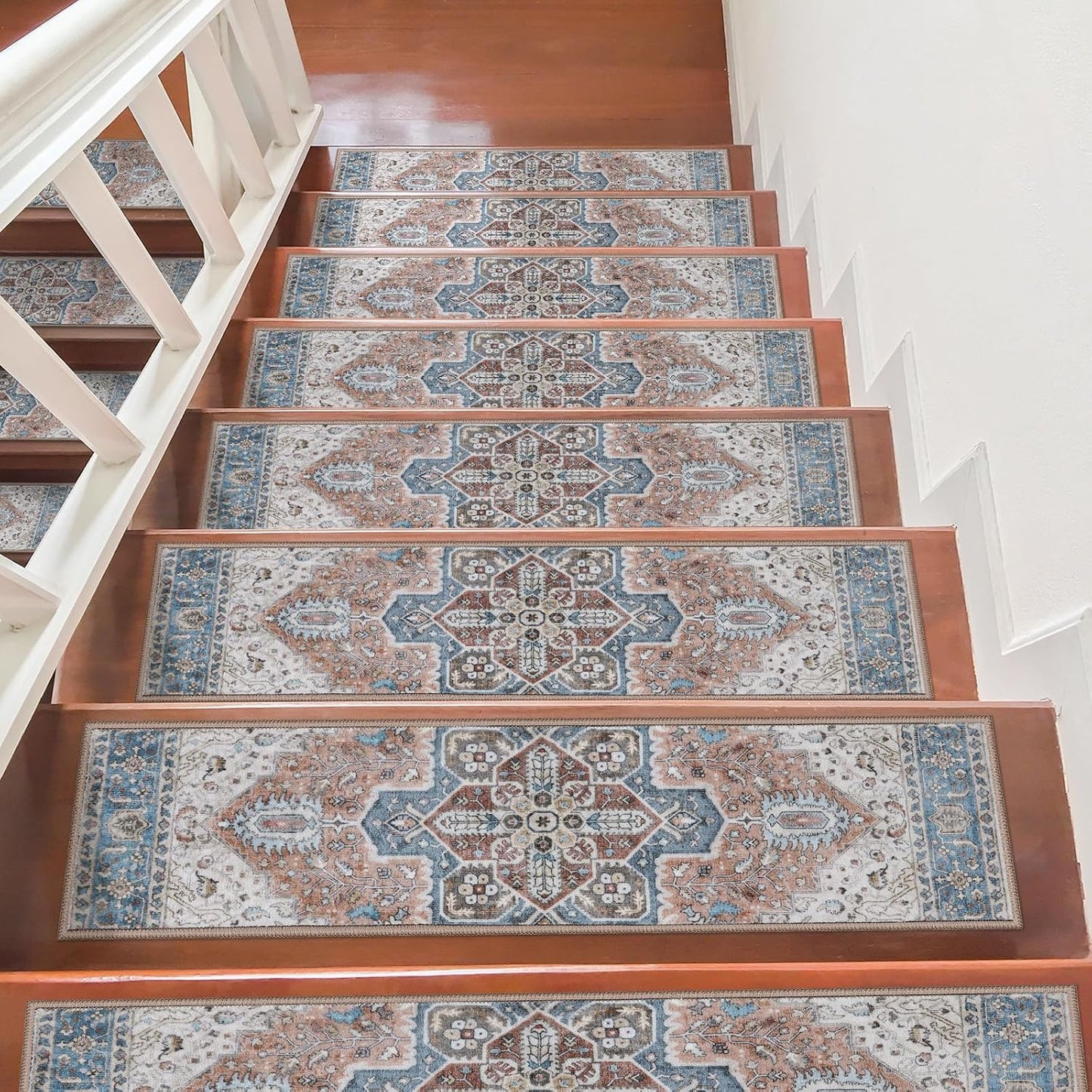 OJIA Stair Treads Non Slip for Wooden Steps Indoor 15PCS Carpet Stair Treads, Rubber Backing Stair Carpet Treads, Residue Free 8"x30" Staircase Step Treads Edging Stair Rugs for Kids & Pets, Gray