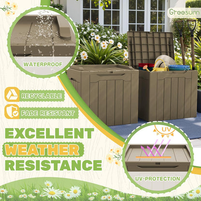 Greesum 31 Gallon Resin Deck Box All Weather Outdoor Storage Boxes for Patio Furniture Set,Outdoor Toys,Garden Tools,Black