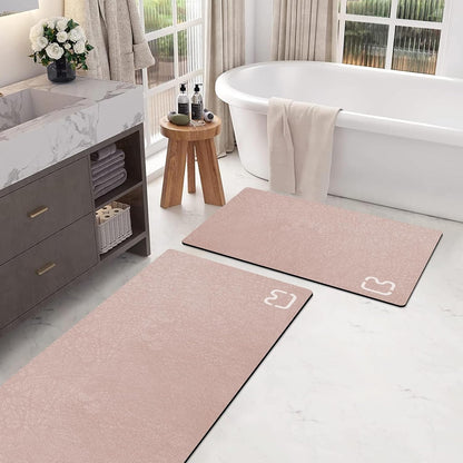 Diatomaceous Earth Bath Mat Rugs Super Absorbent Diatomite Stone Bath Mat Non Slip Quick Dry Thin Bathroom Mat Fit Under Door, Floor Rugs in Front of Bathtub, Shower Room, Sink,15.7"x23.6", Grey