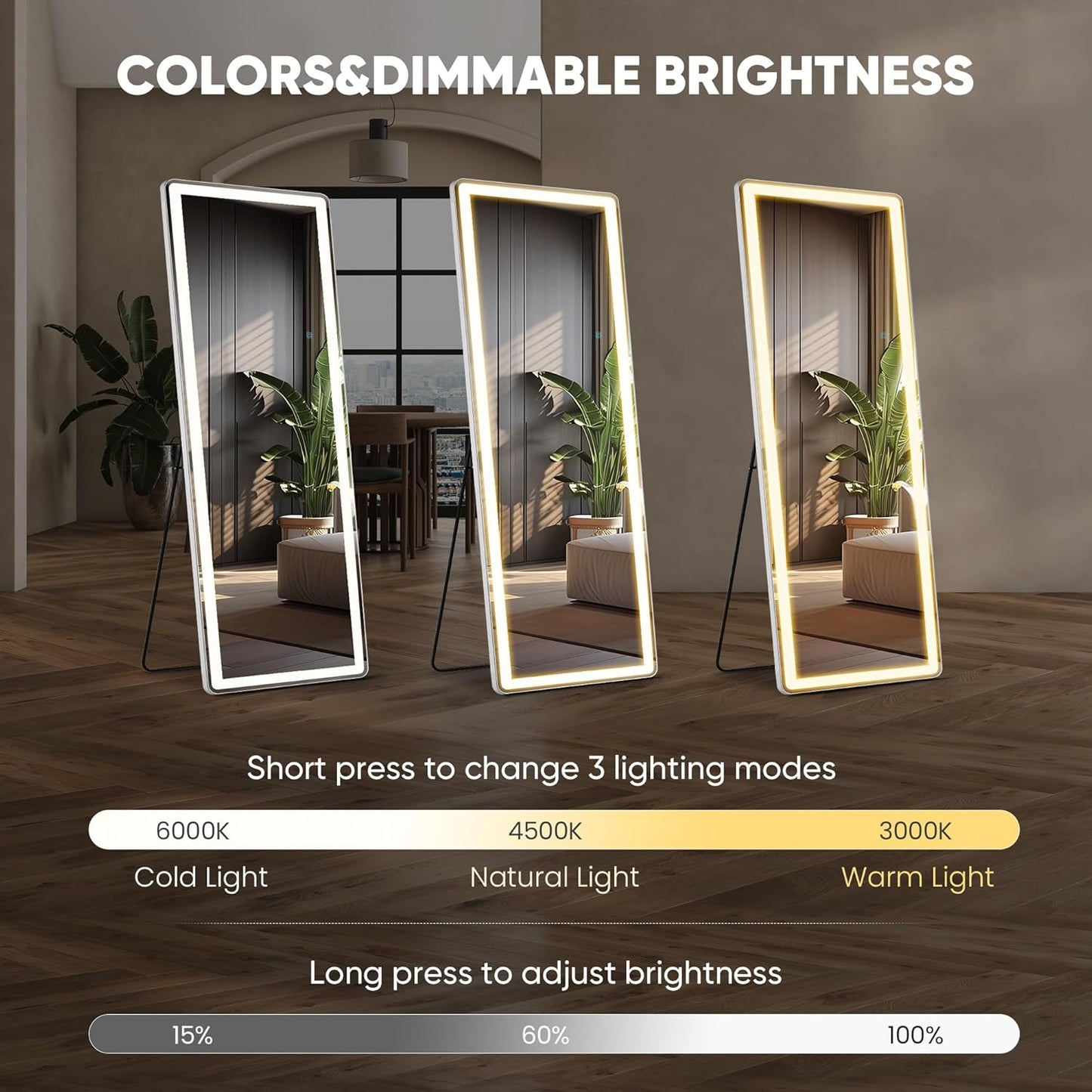 Arched Mirror Full Length, Upgraded 16"x59" Body Wall Mirrors with Shatter-Proof Glass, Floor Standing, Hanging or Leaning, Tall Arch Mirror with Stand Aluminum Alloy Frame for Bedroom, Black
