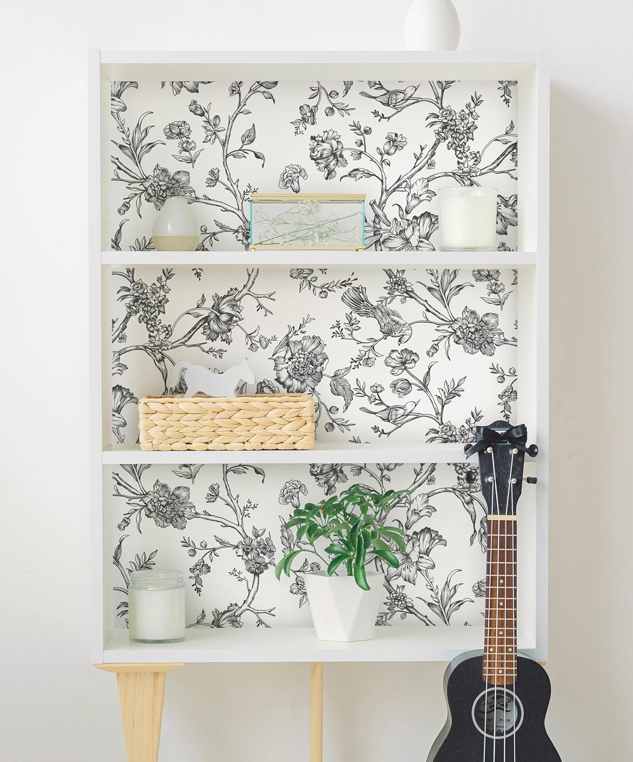 Safiyya Peel and Stick Wallpaper Vintage Floral Contact Paper 17.3" x 78.7" Wall Paper Renter Friendly Self Adhesive Removable Wallpaper for Bathroom Vinyl