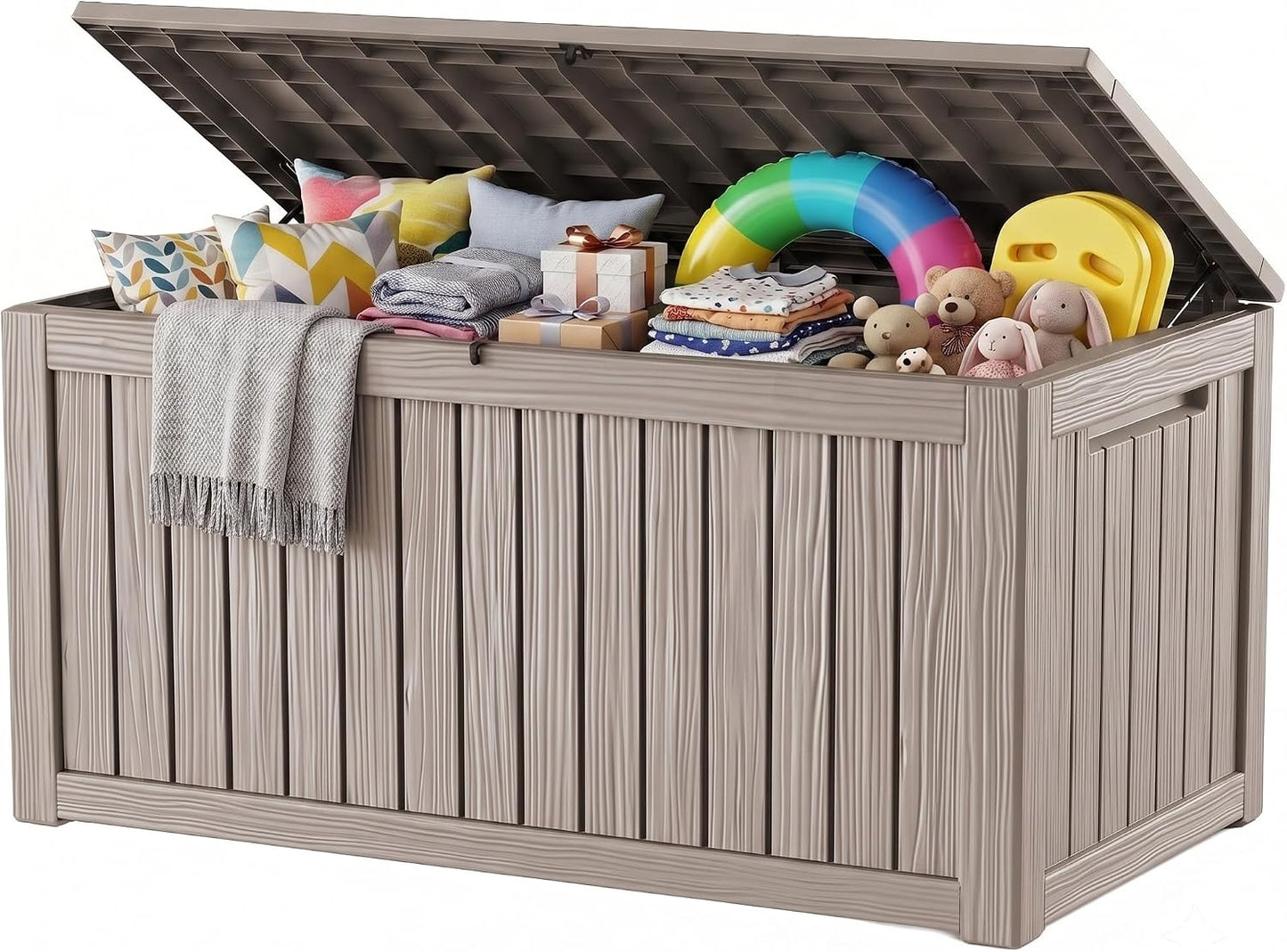 Outdoor Storage Box,38 Gallon Resin Deck Box,Waterproof & UV Resistant Lockable Package Delivery Bin,Toy Cabinet for Indoor & Outdoor