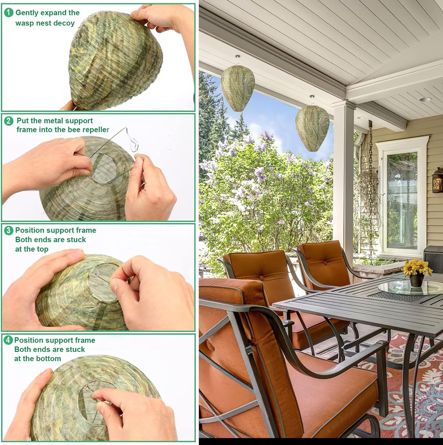 4 Pack Wasp Nest Decoy Hanging Wasp Nest Stay Away from Wasps Hornets Yellow Jackets