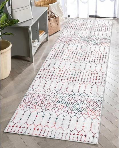 Lahome Moroccan Entry Rug 2x3, Non-Slip Washable Front Indoor Door Mat Rubber Backing Low-Profile Door Rugs, Small Geometric Print Distressed for Entryway Bathroom Kitchen, Black Hana