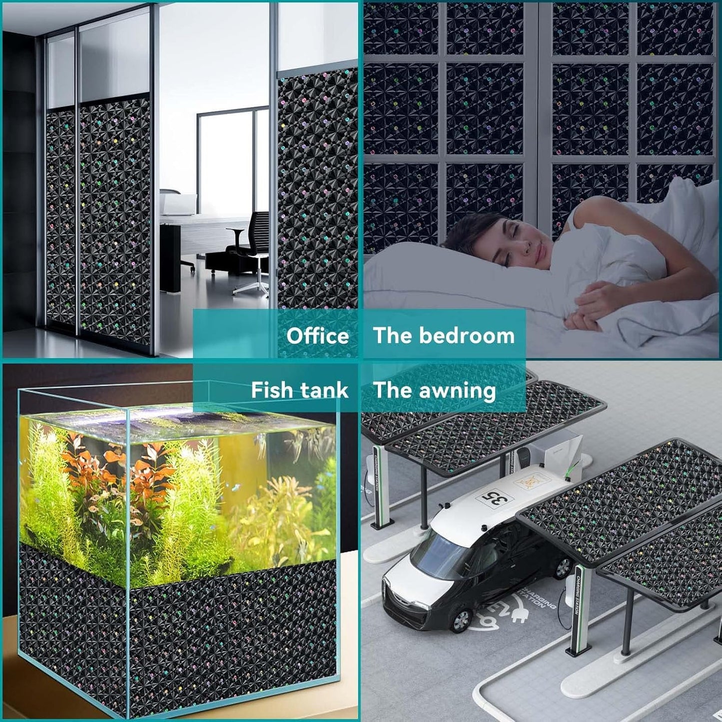 Windimiley 3D Diamond Frosted Window Privacy Film, Static Cling No-Glue Removable Vinyl, UV Blocking Heat Control for Bathroom Bedroom Door, 17.5 x 78.7 inch