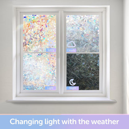 HIDBEA Frosted Window Privacy Film - Non Adhesive Static Cling Glass Stickers Sun UV Blocking Heat Control Door Covering Decals for Home Office, 23.6 x 78.7 Inch