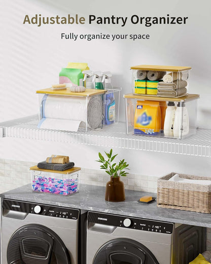 iCASA Trash Bag and Dishwasher Pod Dispenser - 3 in 1 Clear Storage Bins Holder for 13/30/33 Gallon Garbage Bags, Laundry Detergent Pods & Tabs, Under Sink Organizer for Kitchen and Laundry Room