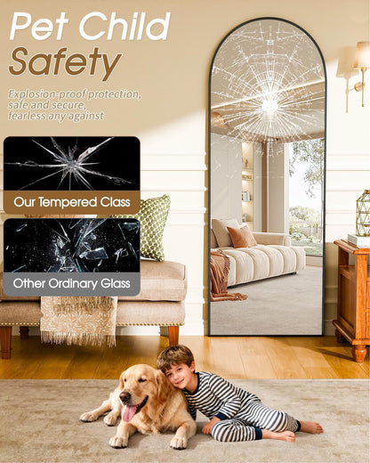 59"x16" Floor Mirror Full Length, Arched Full Length Mirror with Stand, Full Body Mirrors for Bedroom Living Room or Cloakroom Gold