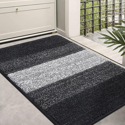 Kitinjoy Indoor Outdoor Door Mat, 32x20 Non-Slip Absorbent Dirt Trapper, Low-Profile Washable Inside Entrance Front Floor Mat, Sturdy Soft Entry Doormats for Entryway, Grey