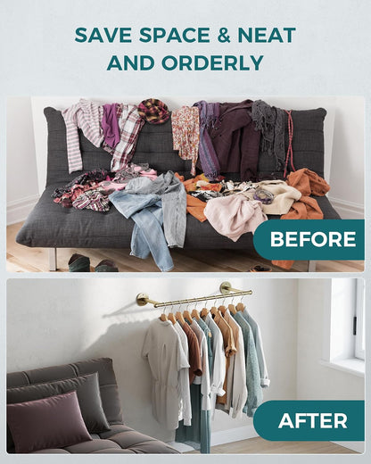 OROPY 33" Industrial Pipe Clothing Rack, Wall Mounted Clothes Rack | Closet Rods for Hanging Clothes, Multi-purpose Hanging Rod for Laundry Room, Bedroom and Closet Storage