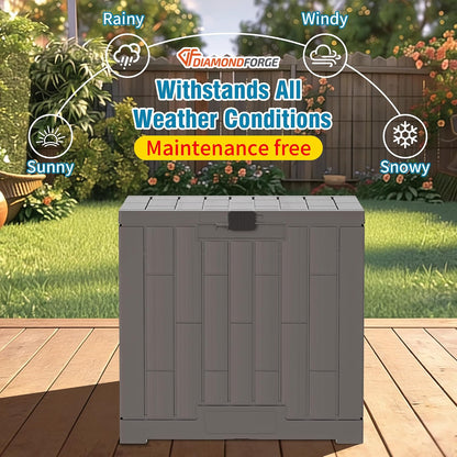 Outdoor Storage Box, 60 Gallon Waterproof Deck Box, Lockable Storage Container, Built-in Reinforcing Metal Rod Outside Resin Bin for Patio, Garden, Poolside and Garage