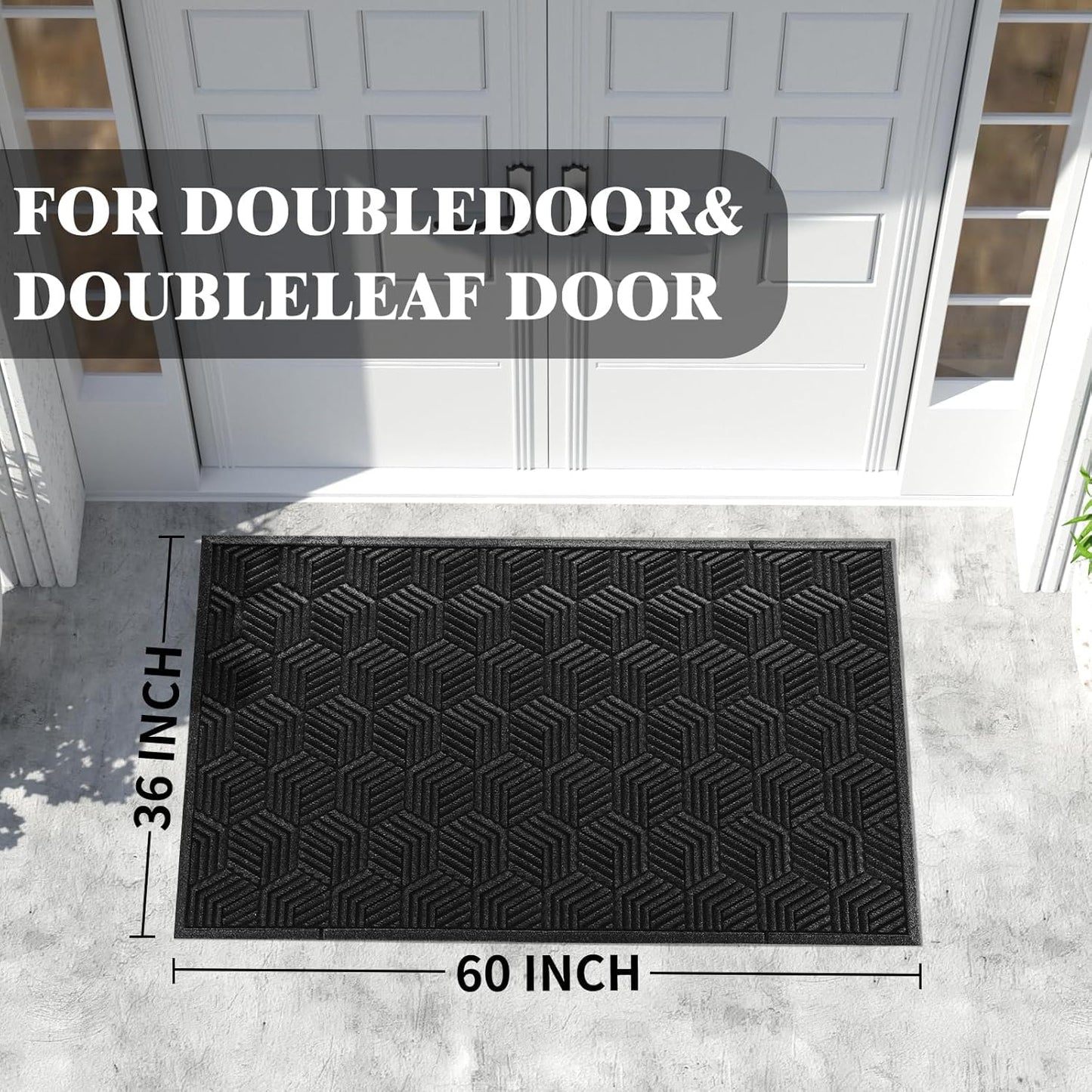 Yimobra Front Door Mat, All-Season Waterproof Outdoor Mat for Entrance with Drainage Holes, Heavy Duty Non-Slip Doormat for Garage Patio Entryway Indoor, 29.5x17, Red