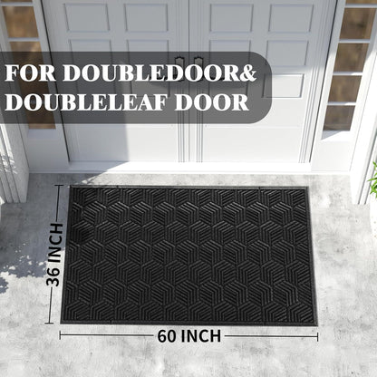 Yimobra Front Door Mat, All-Season Waterproof Outdoor Mat for Entrance with Drainage Holes, Heavy Duty Non-Slip Doormat for Garage Patio Entryway Indoor, 29.5x17, Red