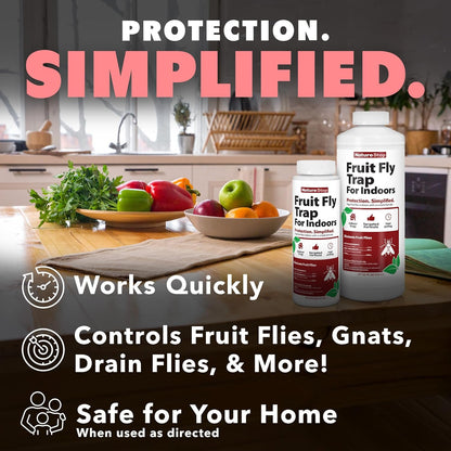 Fruit Fly Trap for Indoors – Attracts & Traps Fruit Flies in Kitchens, Drains & Trash Areas, 32 oz