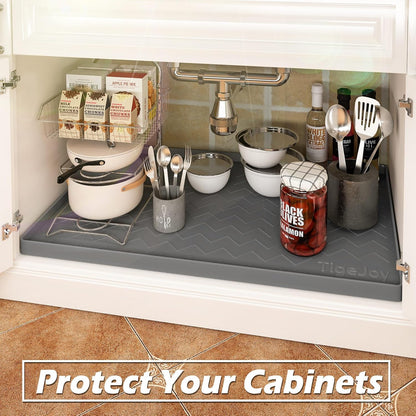TigeJoy 28" x 19" Under Sink Mats for Kitchen Waterproof, Leak-Proof Silicone Mat Sink Protector and Cabinet Liner, Kitchen Essentials Organizer and Storage, Boot or Shoe Tray, Pet Feeding Mat