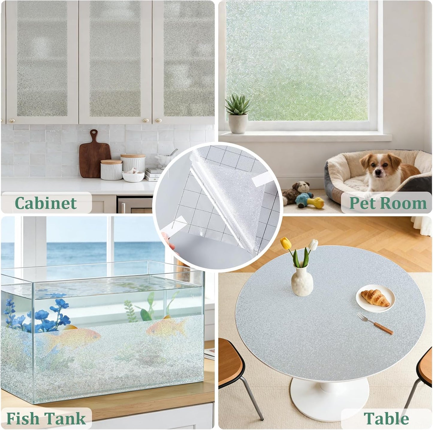 Coavas Frosted Glass Window Privacy Film, Opaque Static Cling No Glue Removable, UV & Heat Blocking Anti-Glare, Renter Friendly Decorative Covering for Bathroom Bedroom Door, 17.5 x 78.7 in