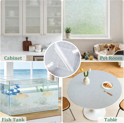 Coavas Frosted Glass Window Privacy Film, Opaque Static Cling No Glue Removable, UV & Heat Blocking Anti-Glare, Renter Friendly Decorative Covering for Bathroom Bedroom Door, 17.5 x 78.7 in