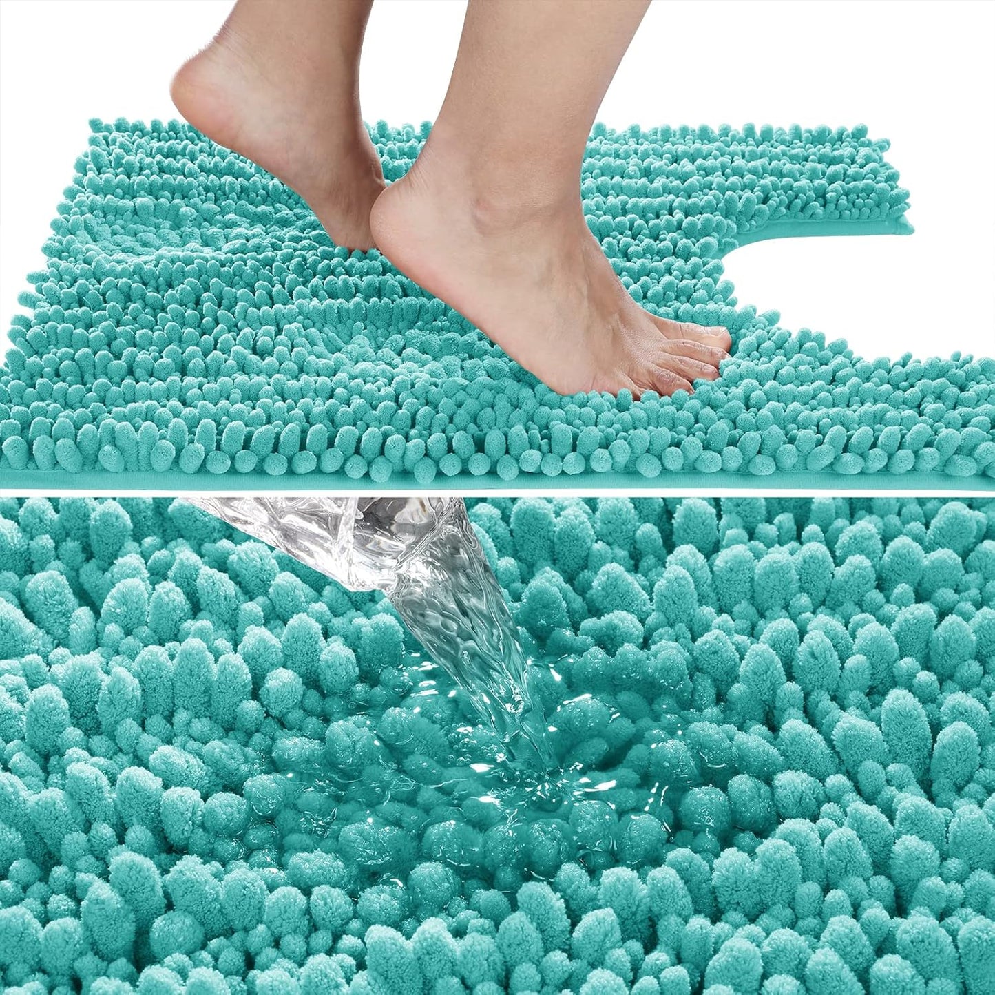 Yimobra Bathroom Rugs Non Slip Washable - Ultra Soft Absorbent Chenille Bath Mat, Quick Dry Shaggy Floor Carpet for Tub Shower, Gray Home Decor Accessories, 24x17 Inch