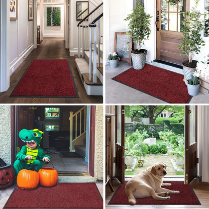 Mibao Front Door Mat, Dirt Trapper Welcome Mat for Outdoor Indoor, Non-Slip Waterproof Doormat, Durable Machine Washable Low Profile Entry Rug for Back Door Outside Patio Porch, 29.5" x 17", Grey