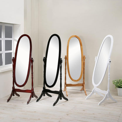 GTU Furniture Swivel Adjustable Full-Length Oval Wood Cheval Stand Floor Mirror(Pink)