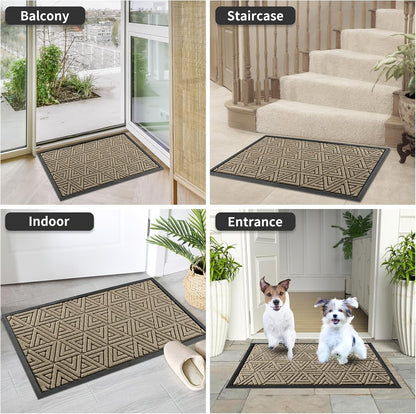Yimobra Front Door Mat Outside Entrance 29.5x17, Waterproof Heavy Duty Outdoor Mats for Front Door, Non Slip Rubber Entry Mat for Garage Patio Indoor, Grey
