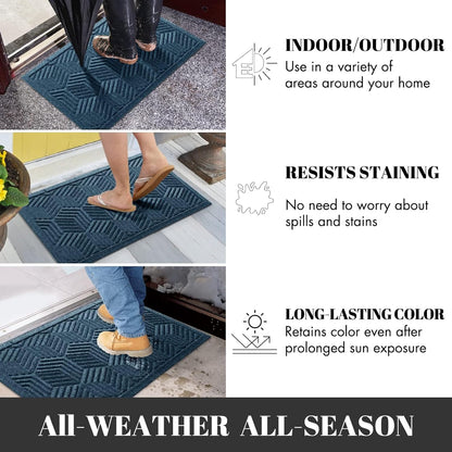 Yimobra Front Door Mat, All-Season Waterproof Outdoor Mat for Entrance with Drainage Holes, Heavy Duty Non-Slip Doormat for Garage Patio Entryway Indoor, 29.5x17, Red