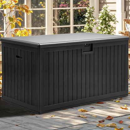 YITAHOME 100 Gallon Large Outdoor Deck Box | Waterproof Resin Storage Box, Lockable Indoor Outdoor Storage Container for Patio Furniture Cushions, Pool Accessories