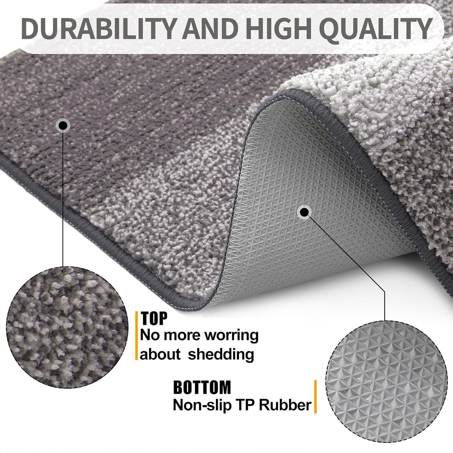 Kitinjoy Indoor Outdoor Door Mat, 32x20 Non-Slip Absorbent Dirt Trapper, Low-Profile Washable Inside Entrance Front Floor Mat, Sturdy Soft Entry Doormats for Entryway, Grey