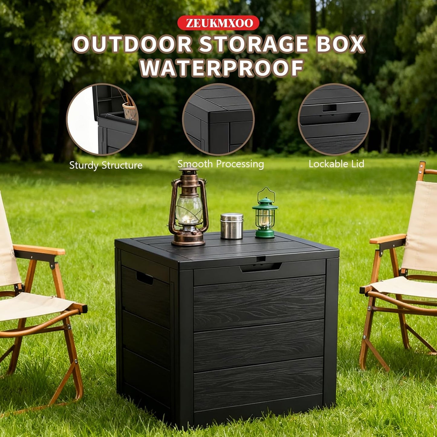35 Gallon Outdoor Storage Box Waterproof,Deck Boxes Outdoor Waterproof,Resin Deck Box Delivery Boxes for Outside for Package Delivery,Patio Cushions,Gardening Tools,UV Resistant