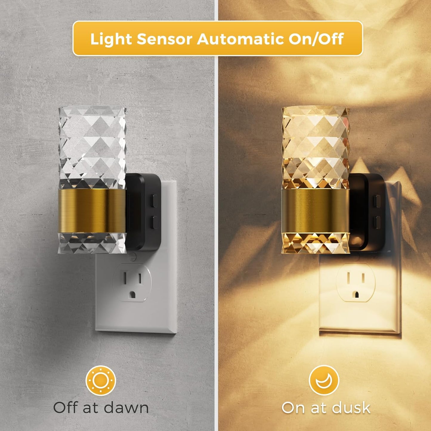 L LOHAS LED Night Light,Dimmable Night Lights Plug into Wall, 2 Pack Acrylic Nightlight with 0-100 LM Adjustable Brightness, 3000K Plug in Night Light with Dusk to Dawn Sensor, for Bathroom Hallway