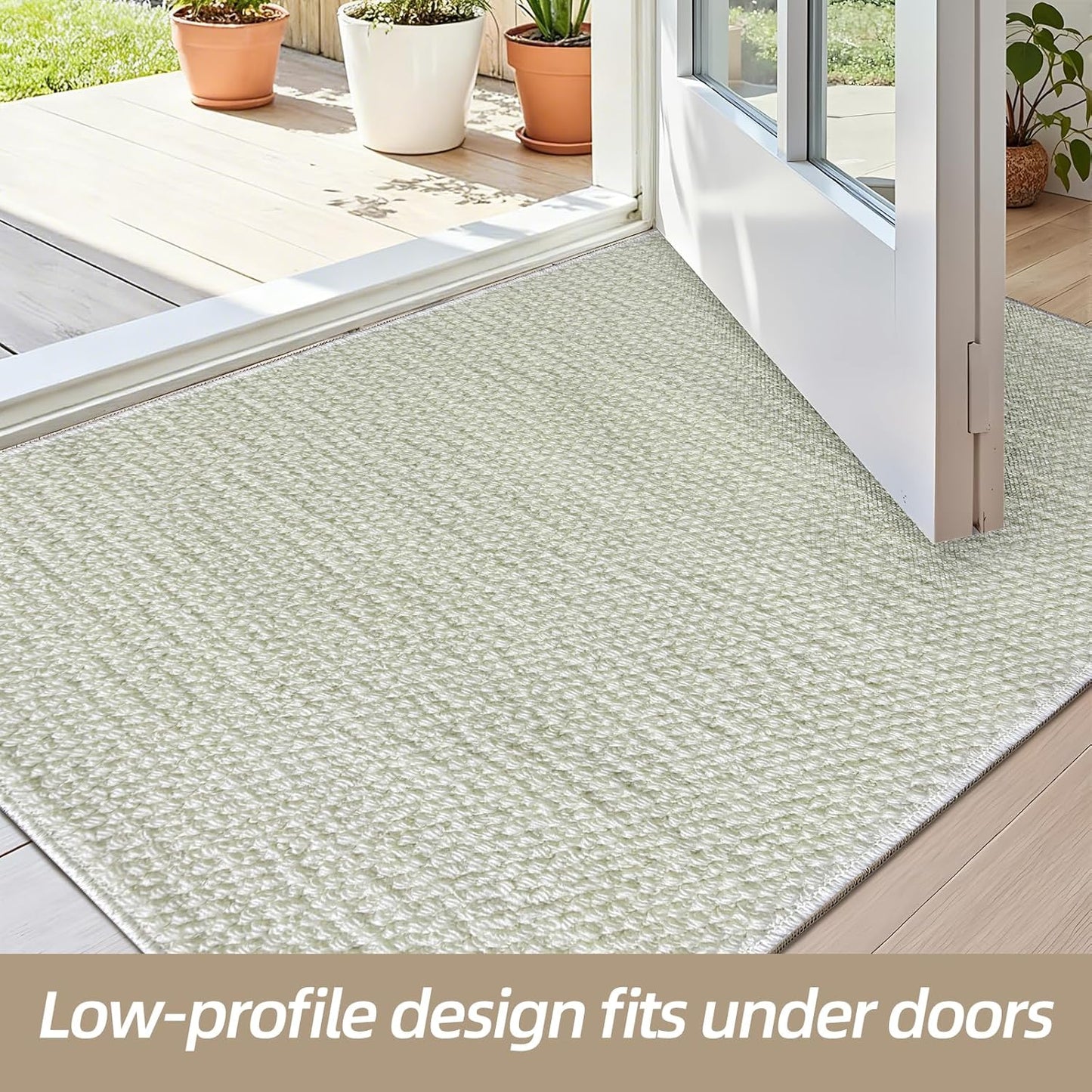Indoor Door mat 17“ x 30”, Dirt Trapper Door Mat, Non-Slip Washable Entrance Mat, Dirt Resistant and Absorbent Welcome Mat,Low-Profile Doormat for Entryways, Front Doors, and Indoor Entrances, White